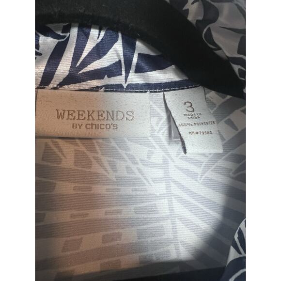 Weekends by Chico's Women's Full Zip Lightweight Jacket Size 3 (XL) Navy White - Picture 5 of 8